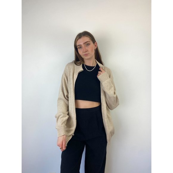 L.L. Bean Vintage Cream Neutral Knitwear Sweater Cardigan Men's Large - Picture 1 of 4